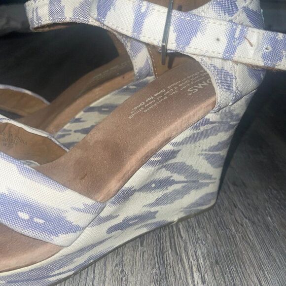 Preowned Womens Toms Peep Toe Chambray Wedge sandals 7.5 - Picture 12 of 14